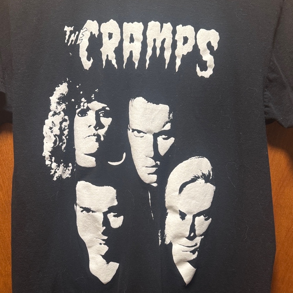 Vintage 80s American Punk Band The Cramps Black Graphic T-Shirt - Picture 2 of 4